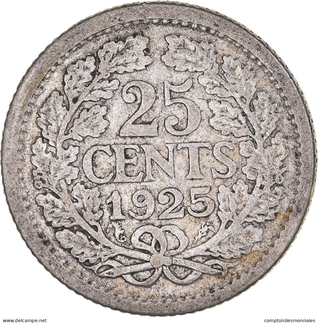 Monnaie, Pays-Bas, Wilhelmina I, 25 Cents, 1925, Utrecht, TB, Argent, KM:146 - 25 Centavos