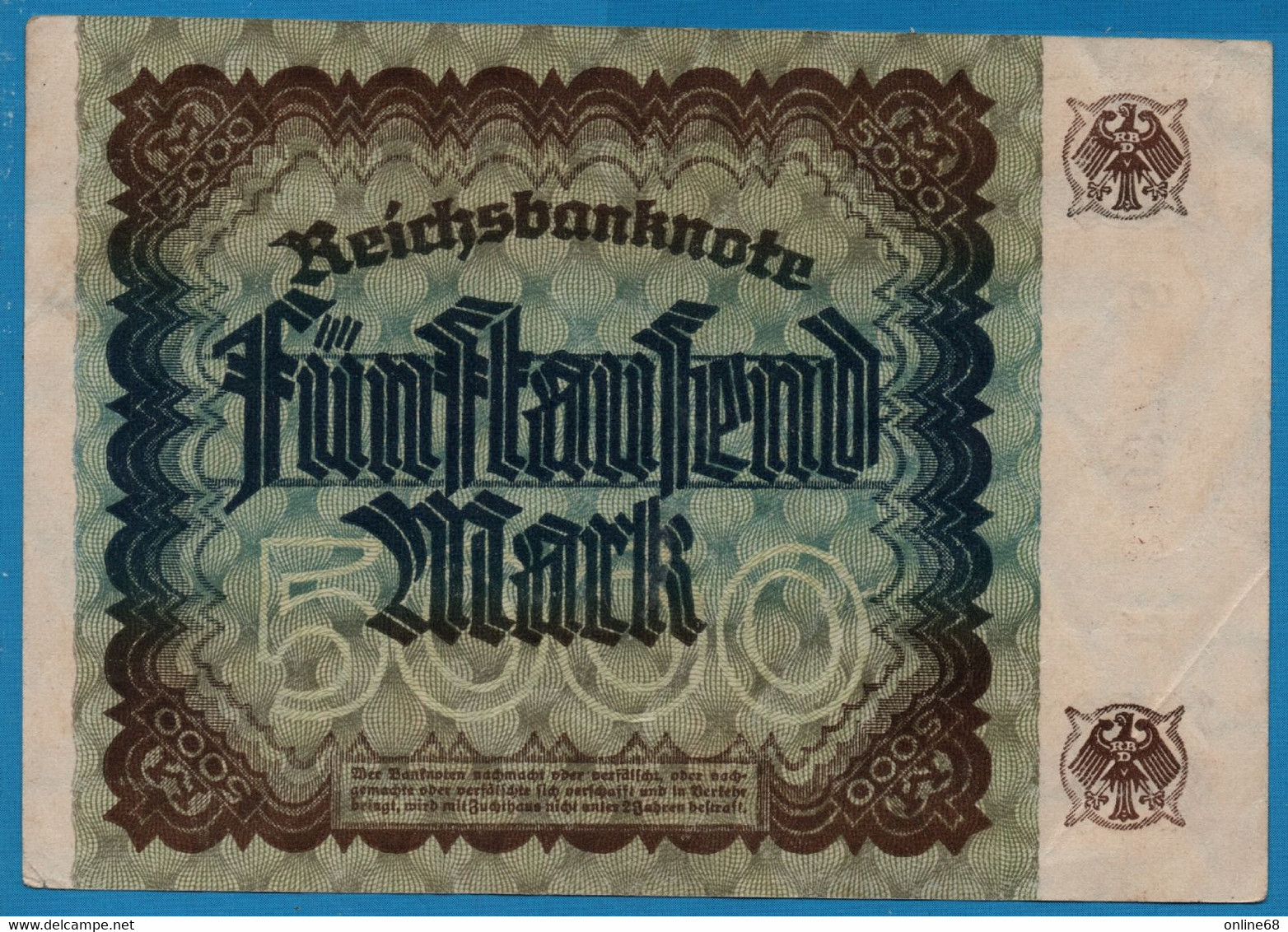 DEUTSCHES REICH 5000 MARK 02.12.1922 # R340379S P# 81a Hans Imhof - 5000 Mark