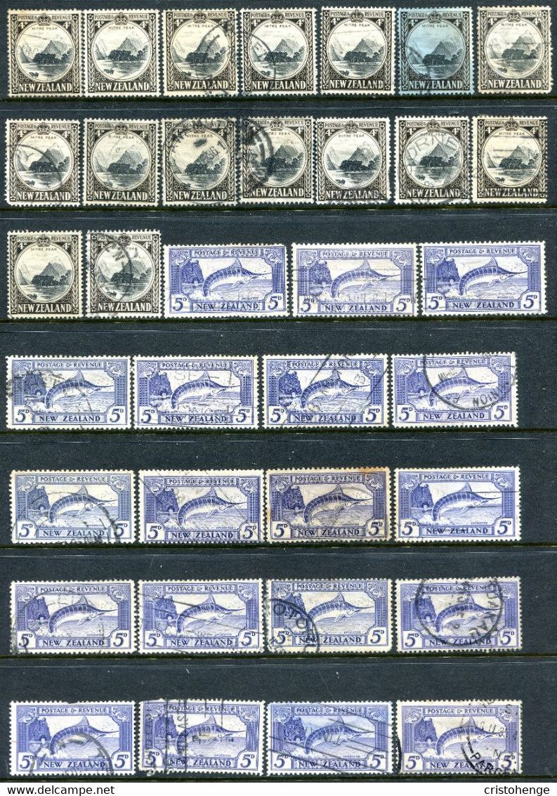New Zealand 1935-42 Pictorials Used Collection - Single & Multiple Wmks., Various Perfs. Etc. (Some Faults) - Usati