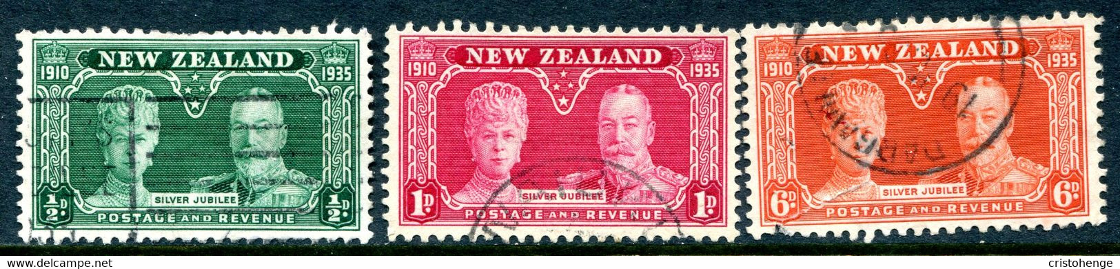 New Zealand 1935 KGV Silver Jubilee Set Used (SG 573-575) - Usati