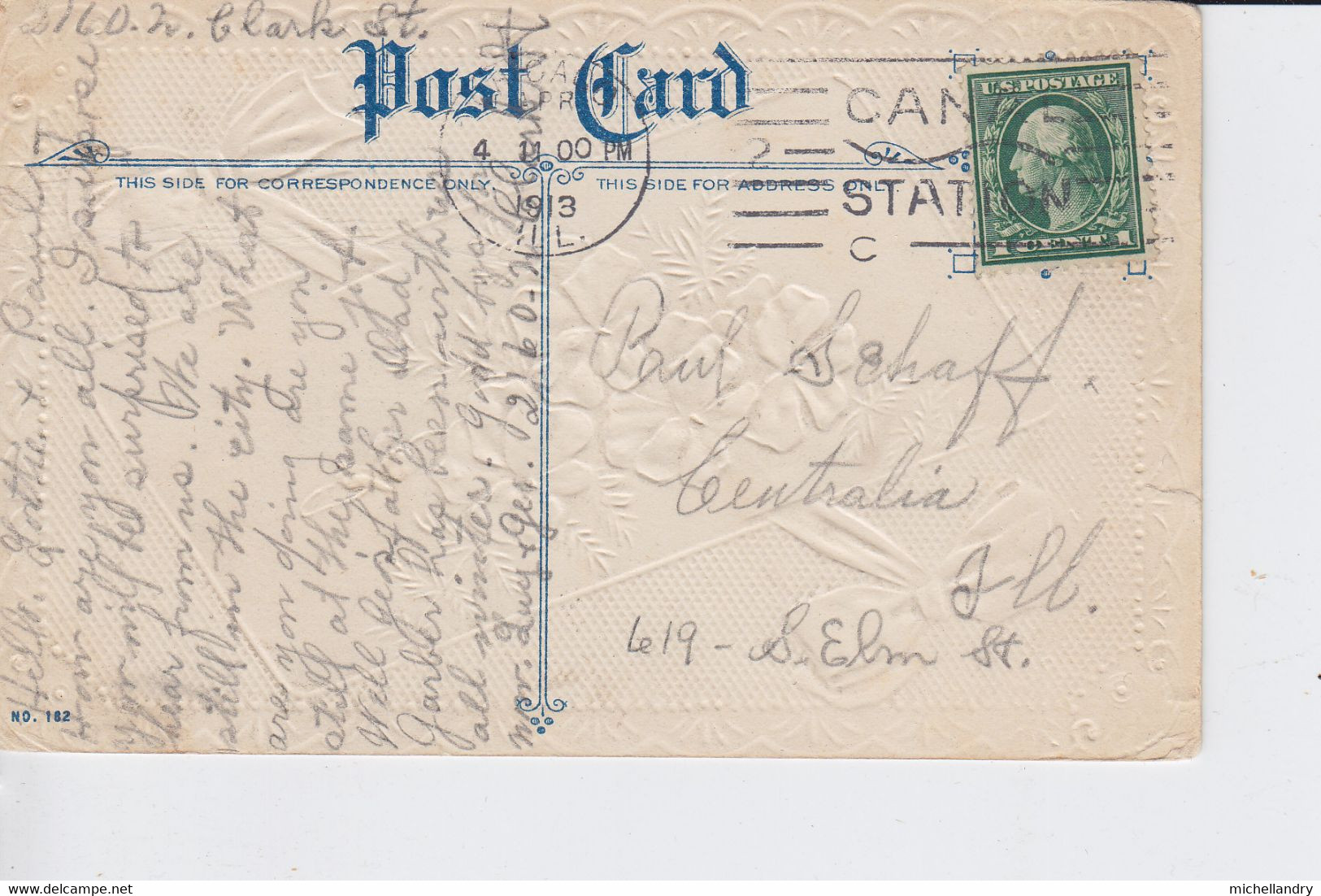 Carte Postal Best Wishes, Illinois 4 Apr 1913 US Postage 1 Cent, Avec écriture - Kansas City – Missouri