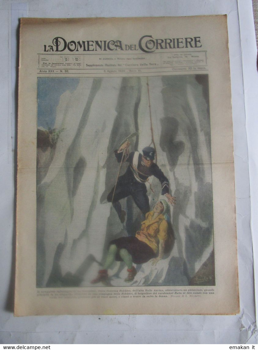 # DOMENICA DEL CORRIERE N 32 /1928 BRIGADIERE IN VALLE AURINA / AFRICA NERA - Premières éditions