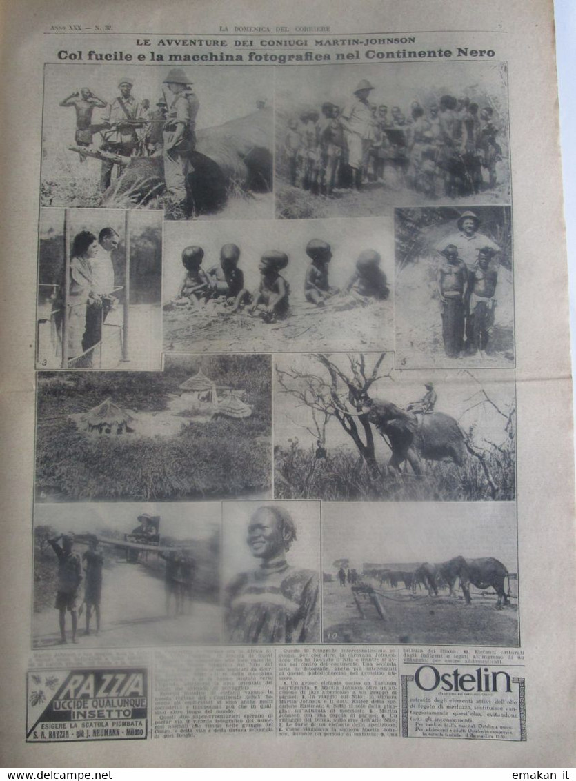 # DOMENICA DEL CORRIERE N 32 /1928 BRIGADIERE IN VALLE AURINA / AFRICA NERA - Premières éditions