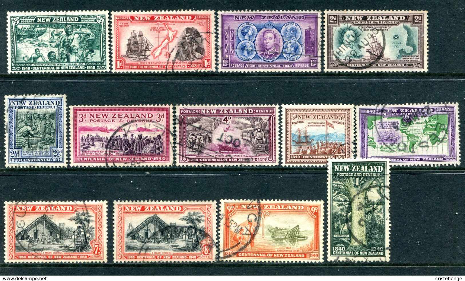 New Zealand 1940 Centenary Of Proclamation Of British Sovereignty Set Used (SG 613-625) - Used Stamps