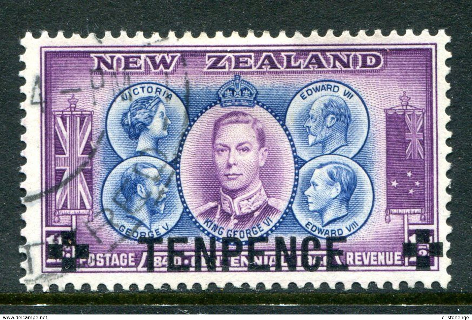 New Zealand 1944 10d Surcharge Used (SG 662) - Usati