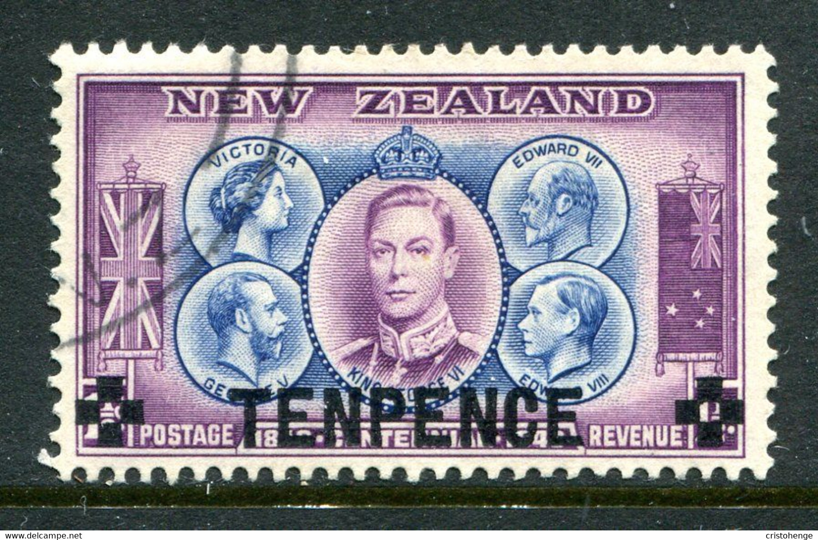 New Zealand 1944 10d Surcharge Used (SG 662) - Used Stamps