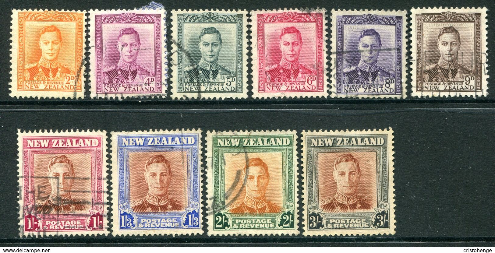 New Zealand 1947-52 King George VI Definitives Set Used (SG 680-689) - Used Stamps