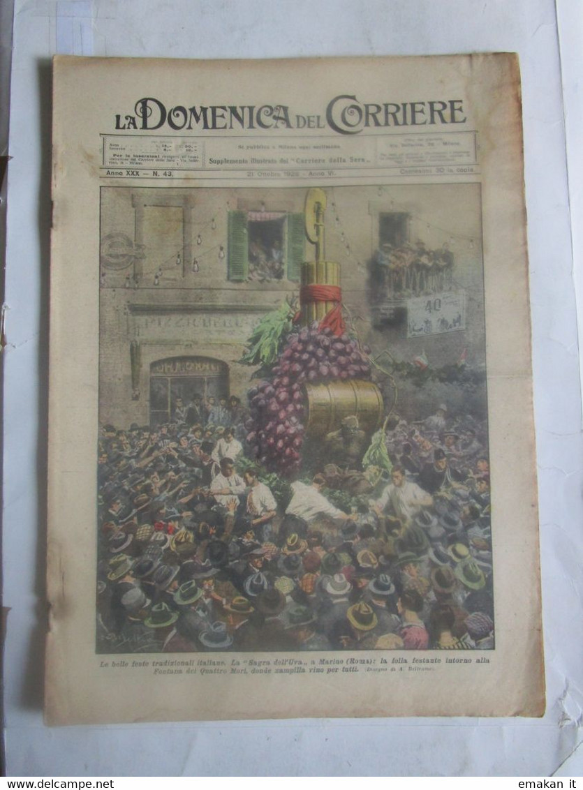 # DOMENICA DEL CORRIERE N 43 /1928 SAGRA DELL'UVA MARINO (ROMA) - First Editions