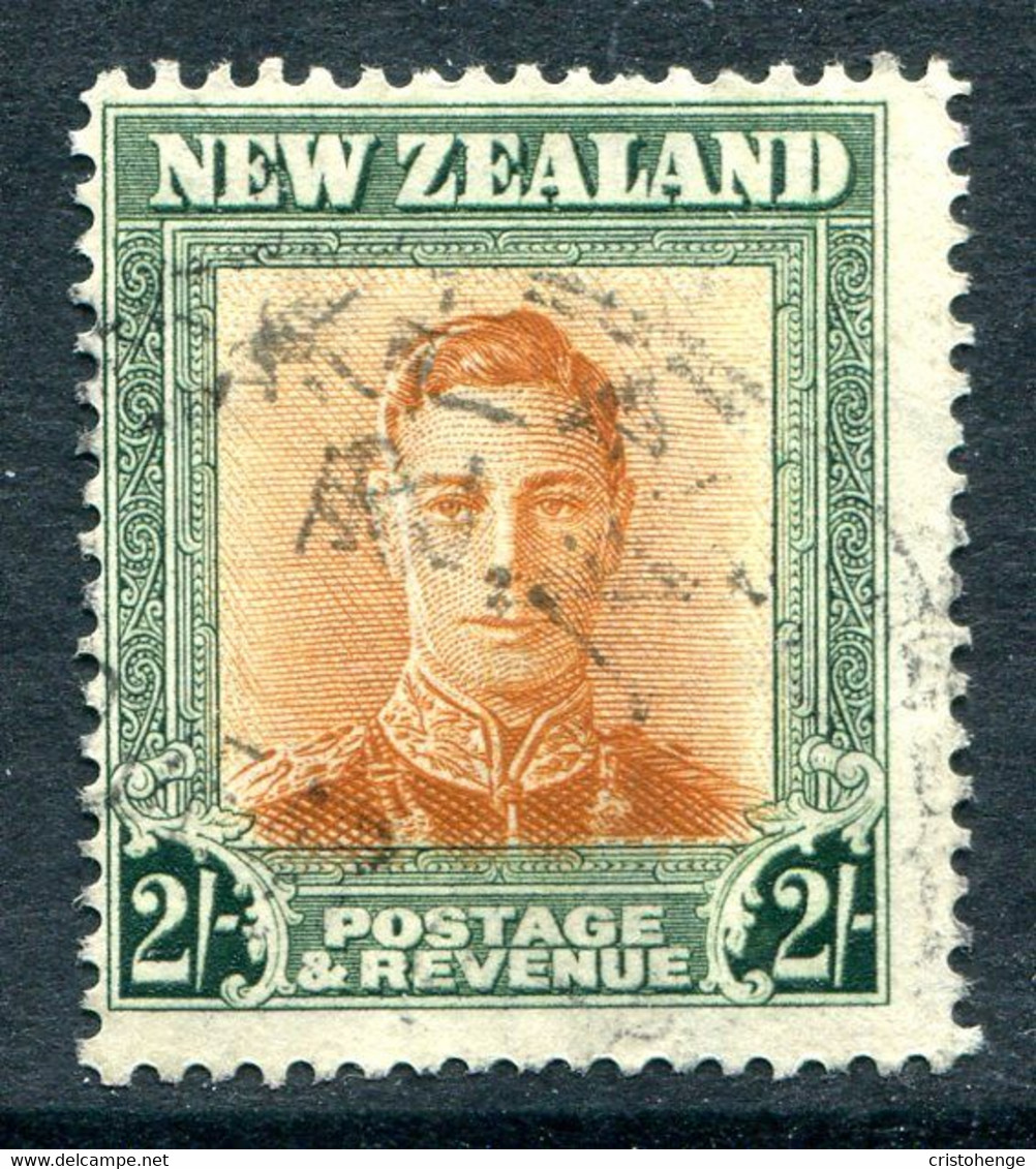 New Zealand 1947-52 King George VI Definitives - 2/- Brown & Green - Wmk. Sideways HM (SG 688) - Used Stamps