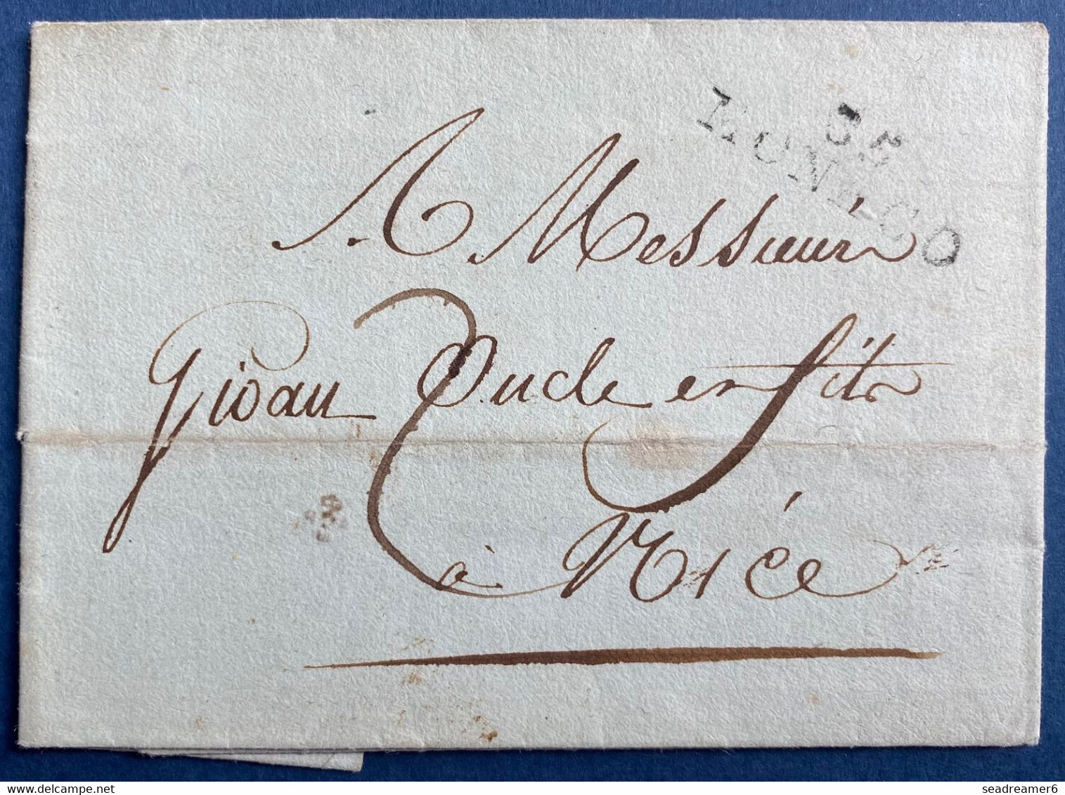 Monaco Lettre Avec Texte De 1807 Marque " 85 / De Monaco " Pour Nice TTB - ...-1885 Vorphilatelie