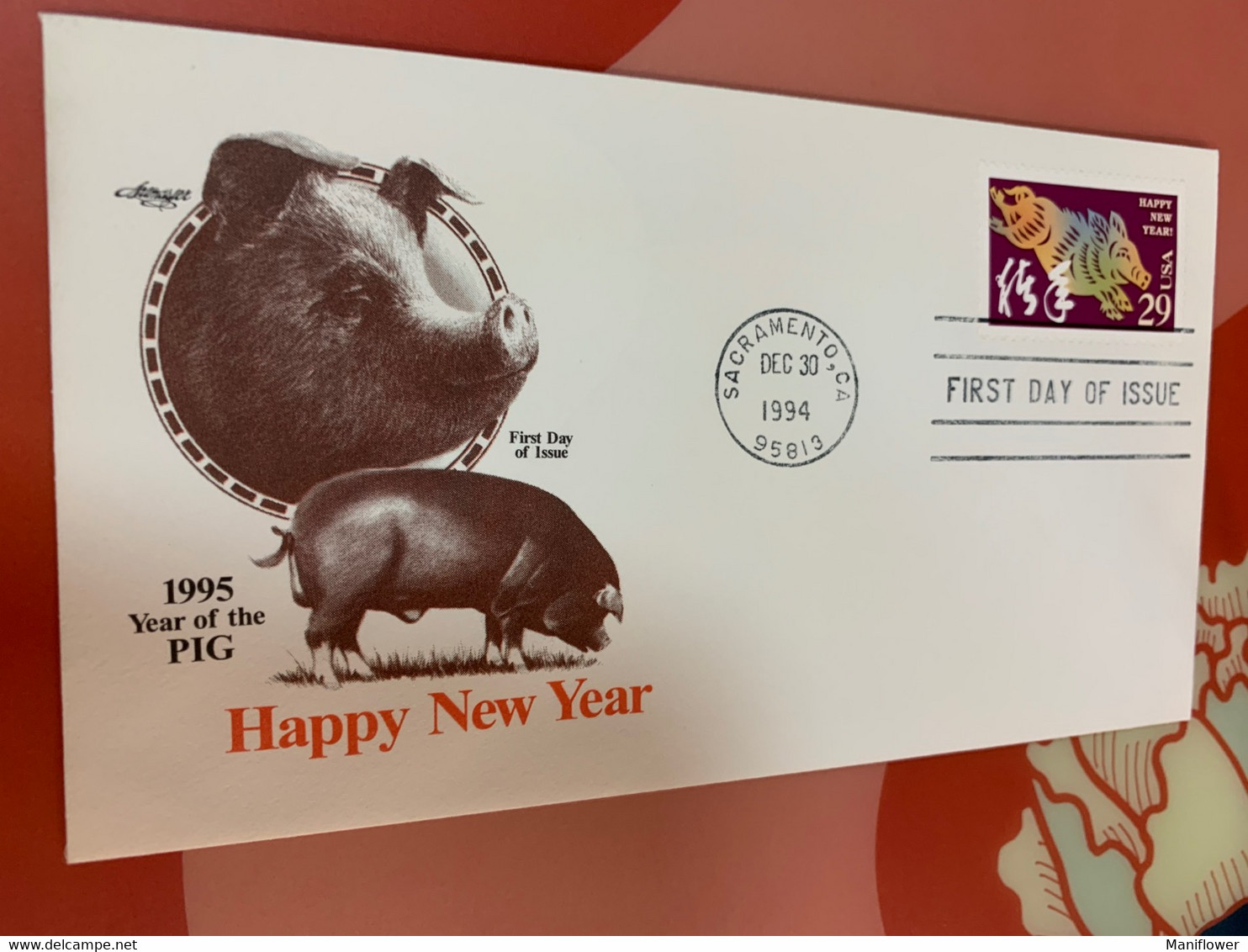 New Year Pig 1994 FDC USA From Hong Kong - FDC