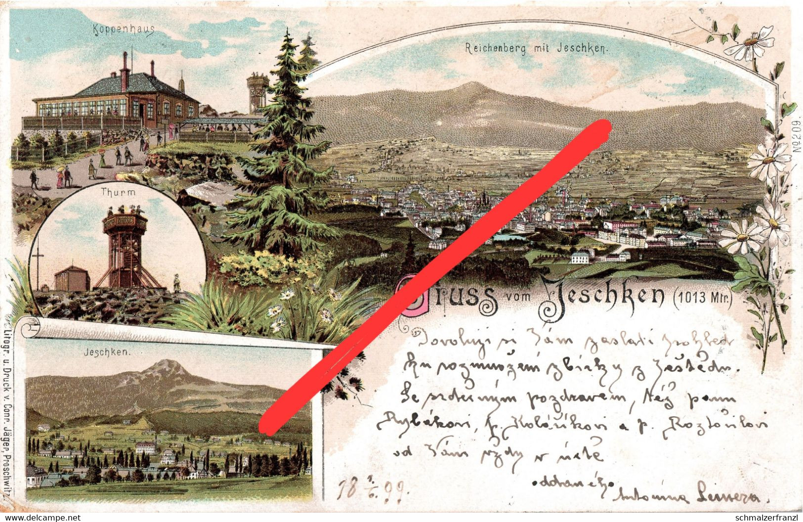 Litho AK Alte Jeschken Jested Baude Gasthof Reichenberg Liberec Heimatstal Domov Ruppersdorf Ruprechtice Niederhanichen - Sudeten