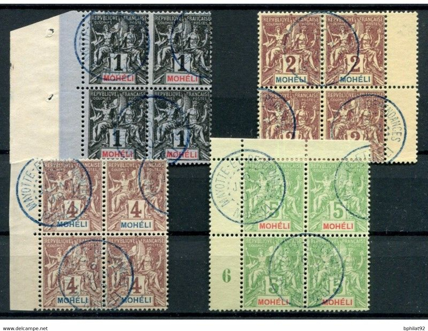 !!! MOHÉLI : N° 1/4 EN BLOCS DE 4 OBLITÉRATIONS " MAYOTTE & DÉPENDANCES MOHÉLI " - Used Stamps