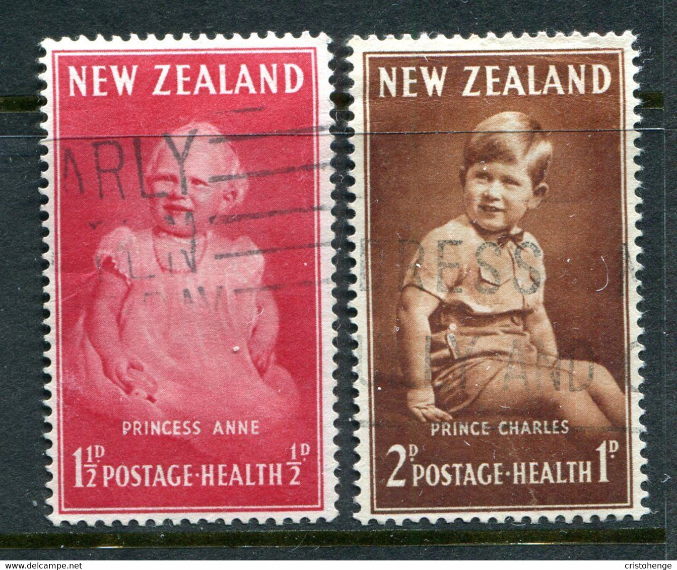 New Zealand 1952 Health - Princess Anne & Prince Charles Set Used (SG 710-711) - Used Stamps
