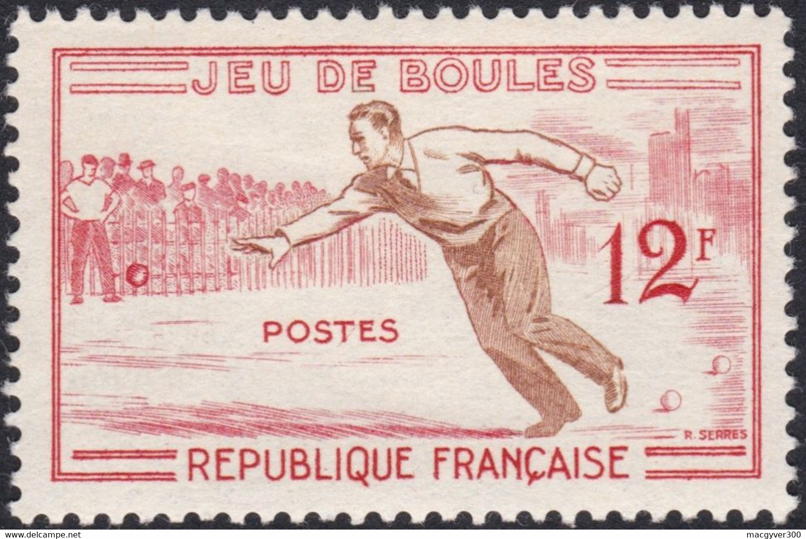 FRANCE, 1958, Jeu De Boules, Sport ( Yvert 1161 ) - Boule/Pétanque