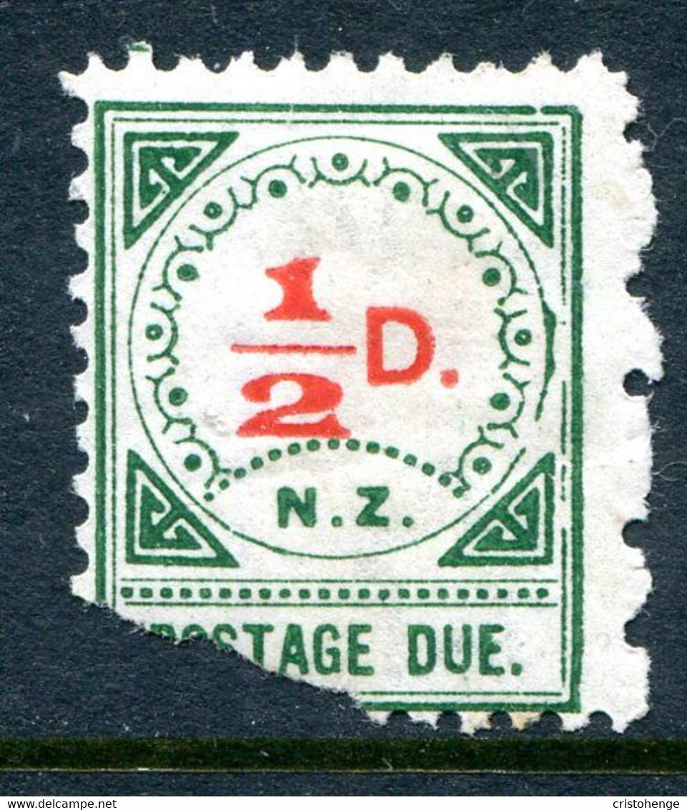 New Zealand 1899-1900 Postage Dues - 14 Ornaments & Large D - ½d Carmine & Green HM (SG D1) - Trimmed - Segnatasse