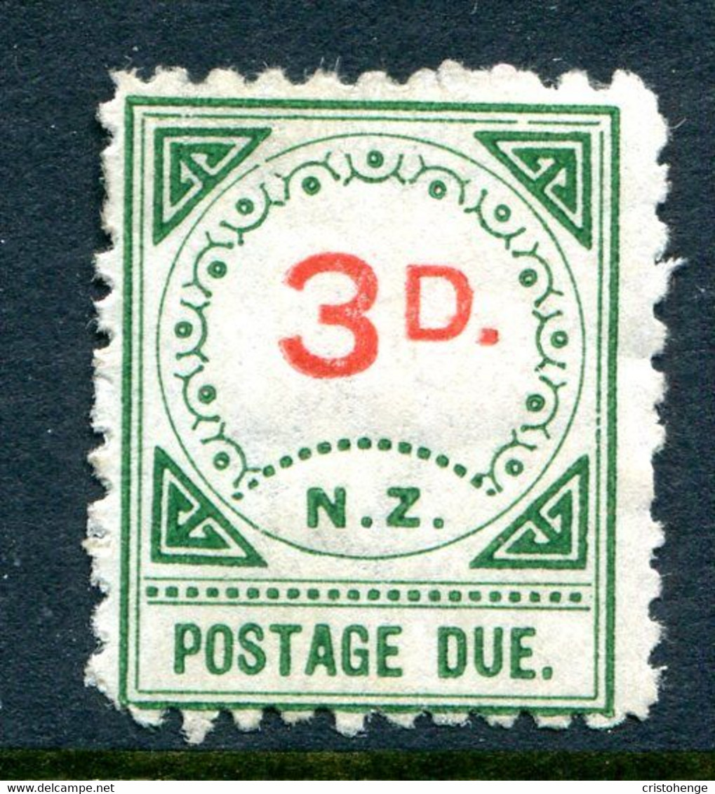 New Zealand 1899-1900 Postage Dues - 13 Ornaments & Large D - 3d Carmine & Green HM (SG D12) - Segnatasse