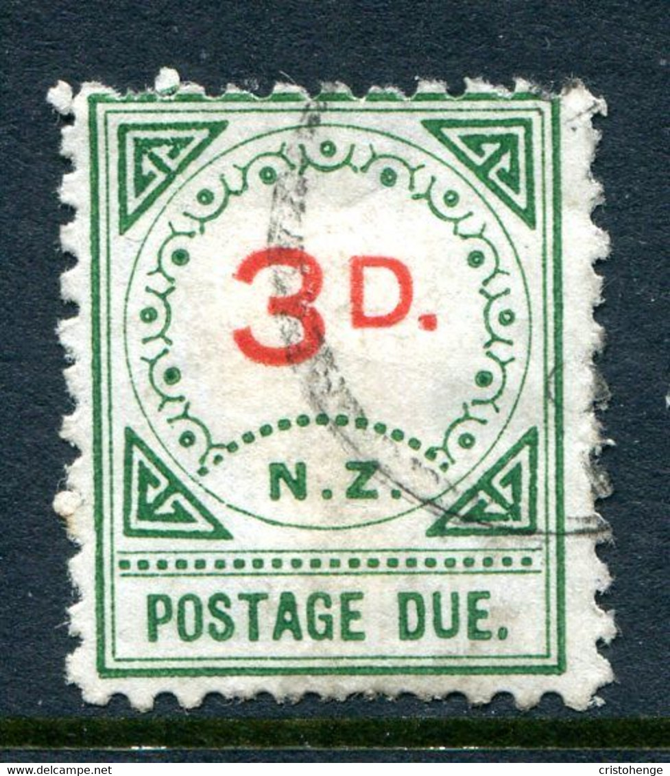 New Zealand 1899-1900 Postage Dues - 13 Ornaments & Large D - 3d Carmine & Green Used (SG D12) - Portomarken