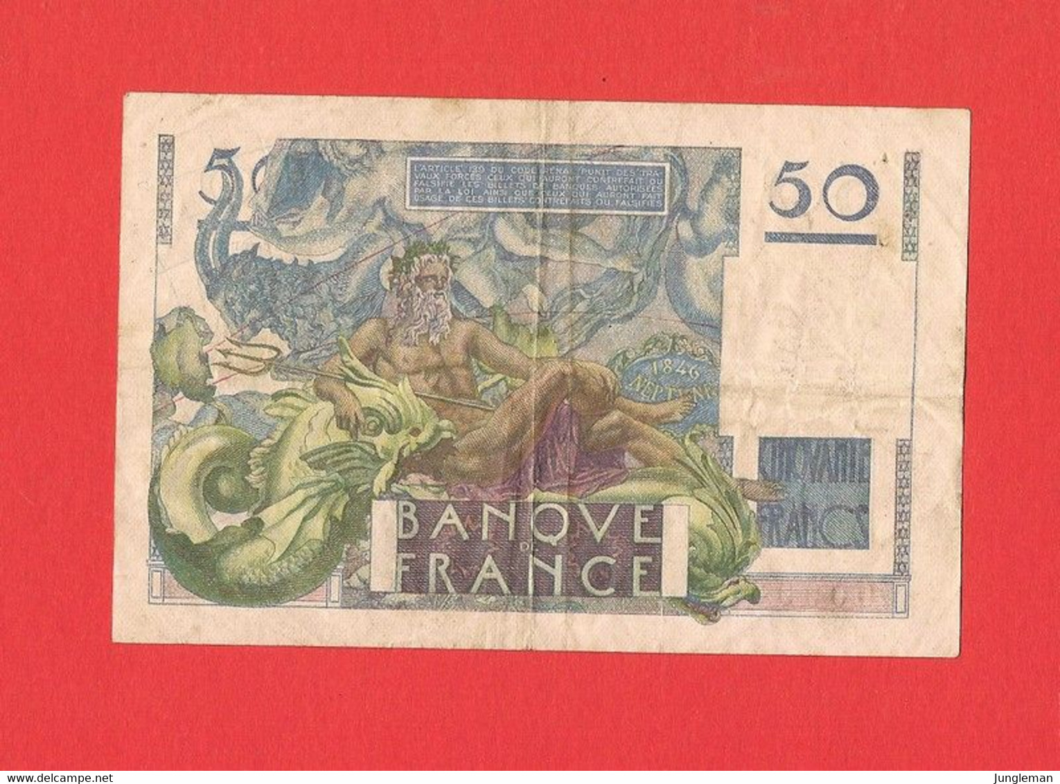 50 Francs Le Verrier - P.99 N° 993 - 8 Avril 1944 - Plis, Trous D'épingle, Sans Manque De Papier Ni Déchirure - 50 F 1946-1951 ''Le Verrier''