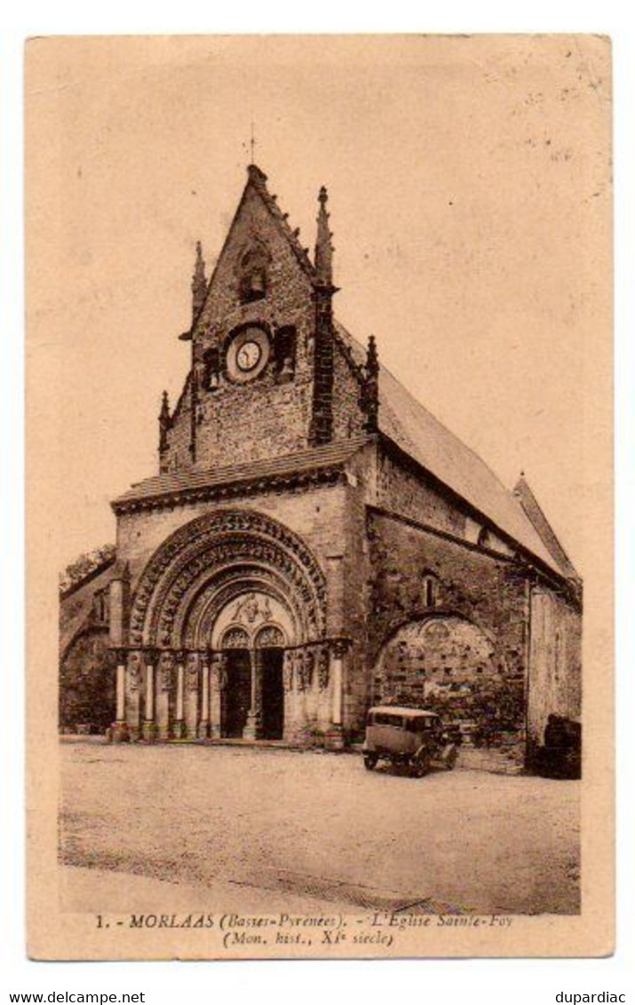 64 - Pyrénées Atlantiques /  MORLAAS - L'Eglise Sainte Foy (voiture Ancienne, Edit. Delboy). - Morlaas