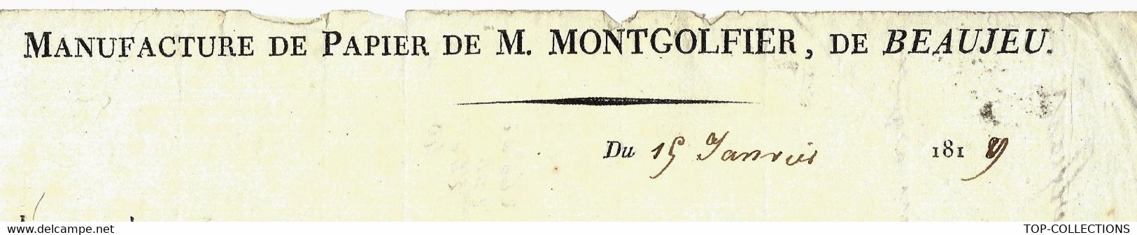 Un Nom Prestigieux  1819 FAMILLE MONTGOLFIER MANUFACTURE DE PAPIER VOIR HISTORIQUE BEAUJEU (Rhône) LETTRE DE VOITURE - 1800 – 1899