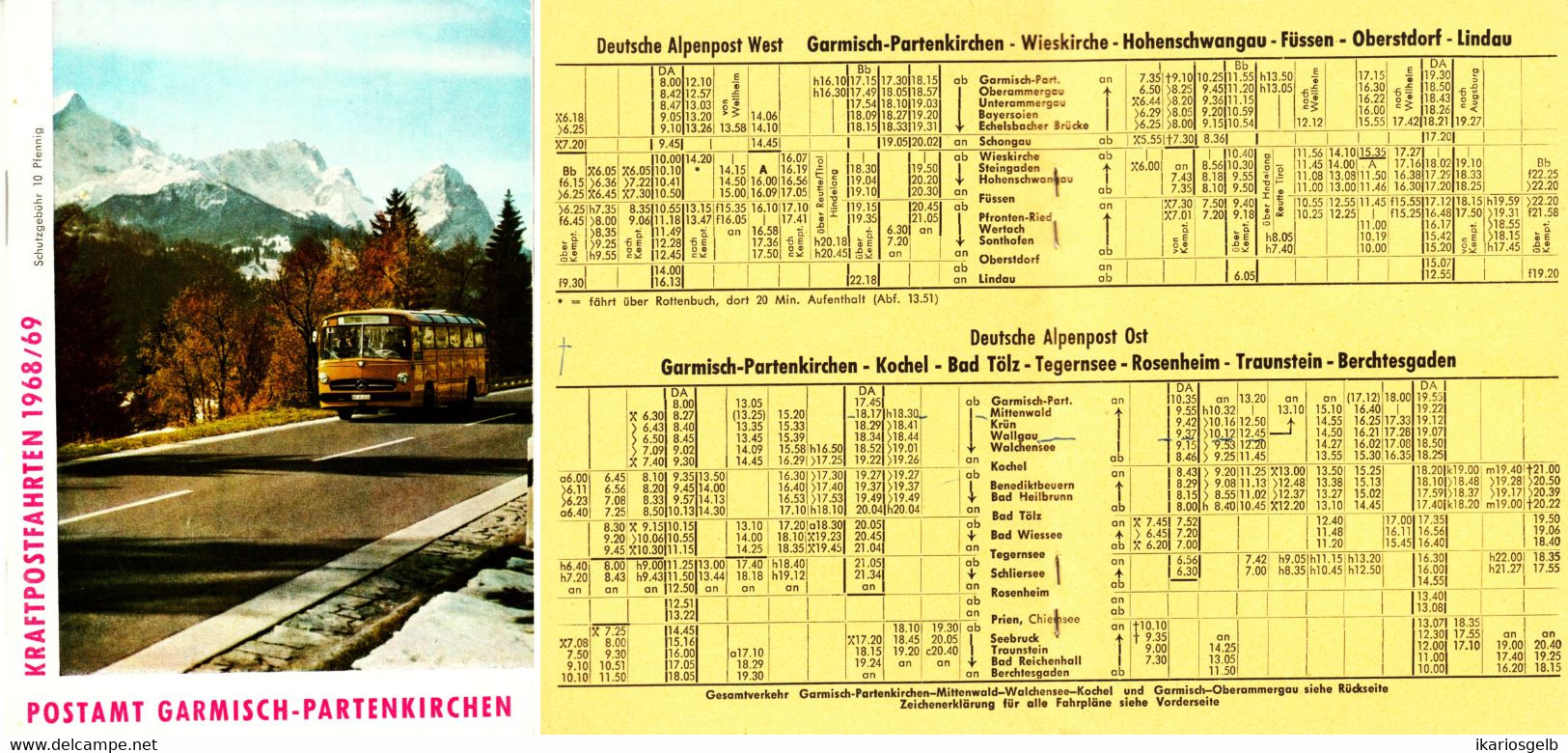 Garmisch-Partenkirchen 1968 Amtlicher Fahrplan Postbus Deutsche Alpenpost Heft 42 Seiten U Viele Lokale Reklame - Europa