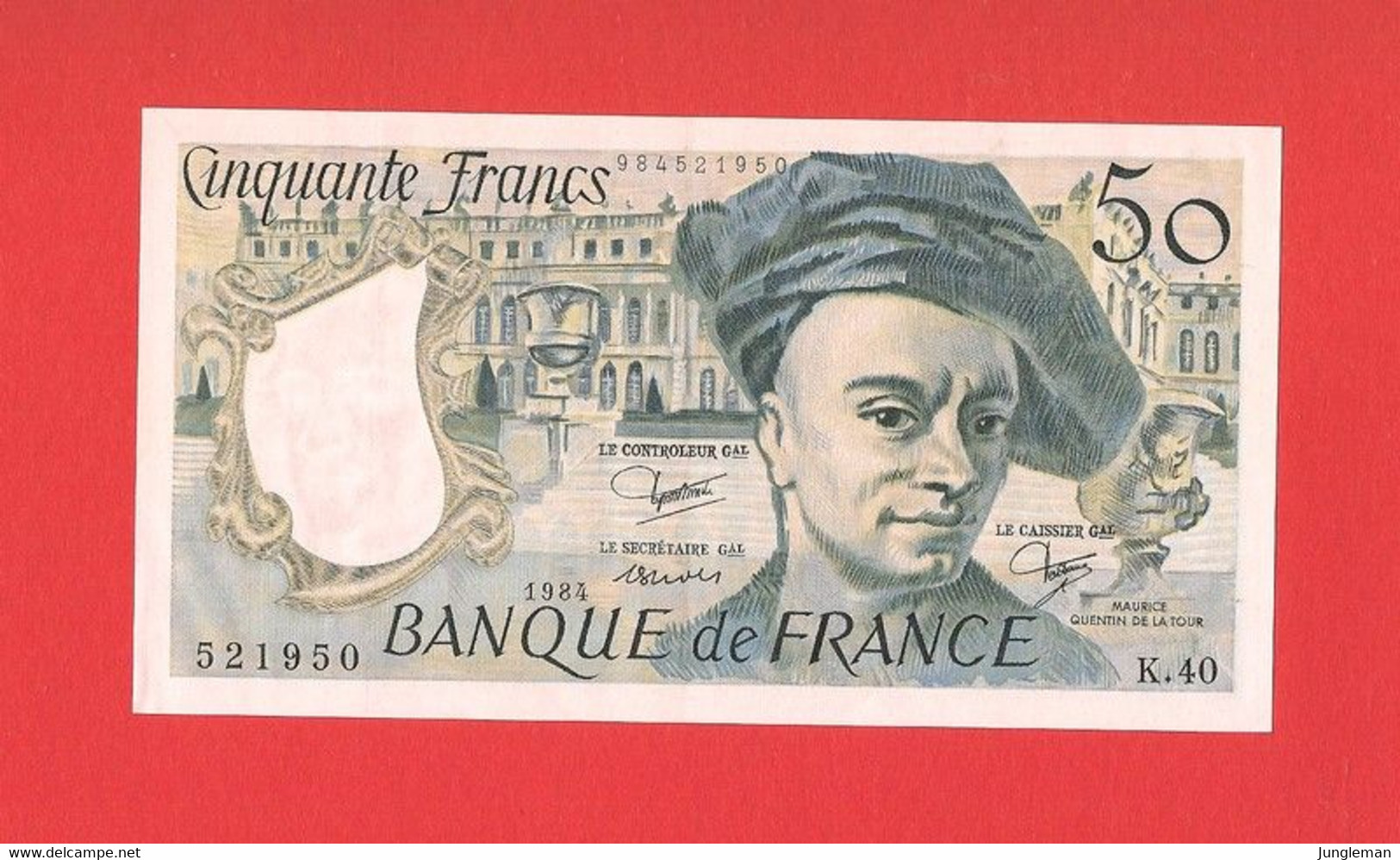 50 Francs Quentin De La Tour - K.40 N° 521950 - 1984 - Léger Pli. Pas De Trous D'épingle, Ni Déchirure. Presque Neuf - 50 F 1976-1992 ''quentin De La Tour''