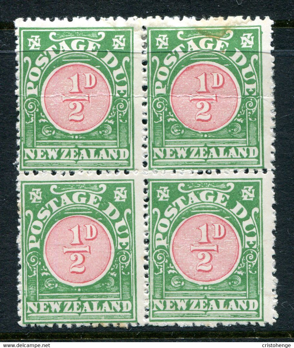 New Zealand 1925 Postage Dues - NZ & Star Litho. - P.14 X 15 - ½d Carmine & Green Block HM (SG D27) - Odd Tone - Impuestos