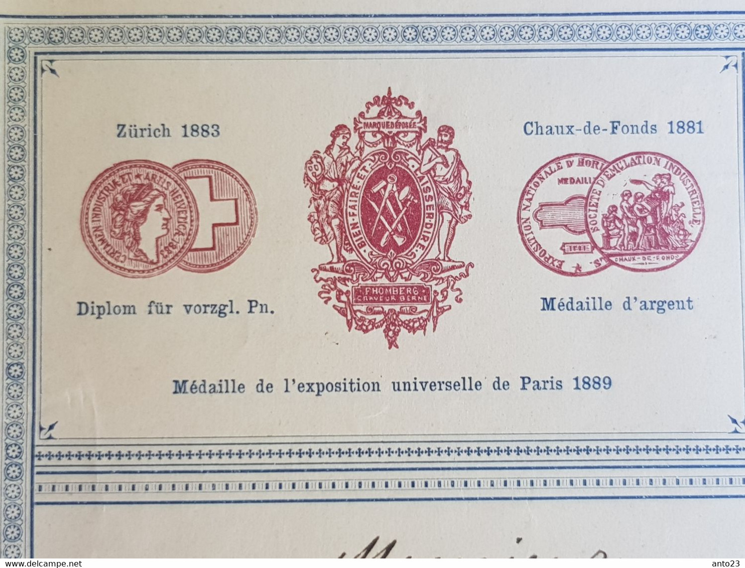 Lettres Sur Facture Commercial De Berne A Paris En 1896 F. HOMBERG - GRAVEUR MEDAILLEUR - PRIME A L EXPO DE PARIS EN1889 - 1800 – 1899