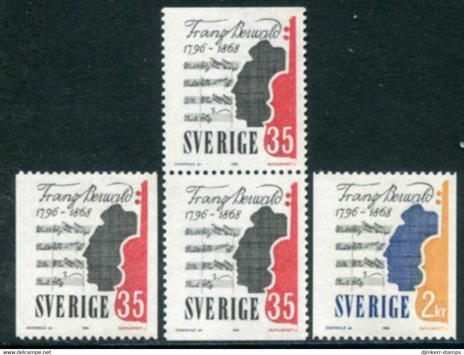 SWEDEN 1968 Berwald Death Centenary MNH / **.  Michel 601-02 - Ungebraucht