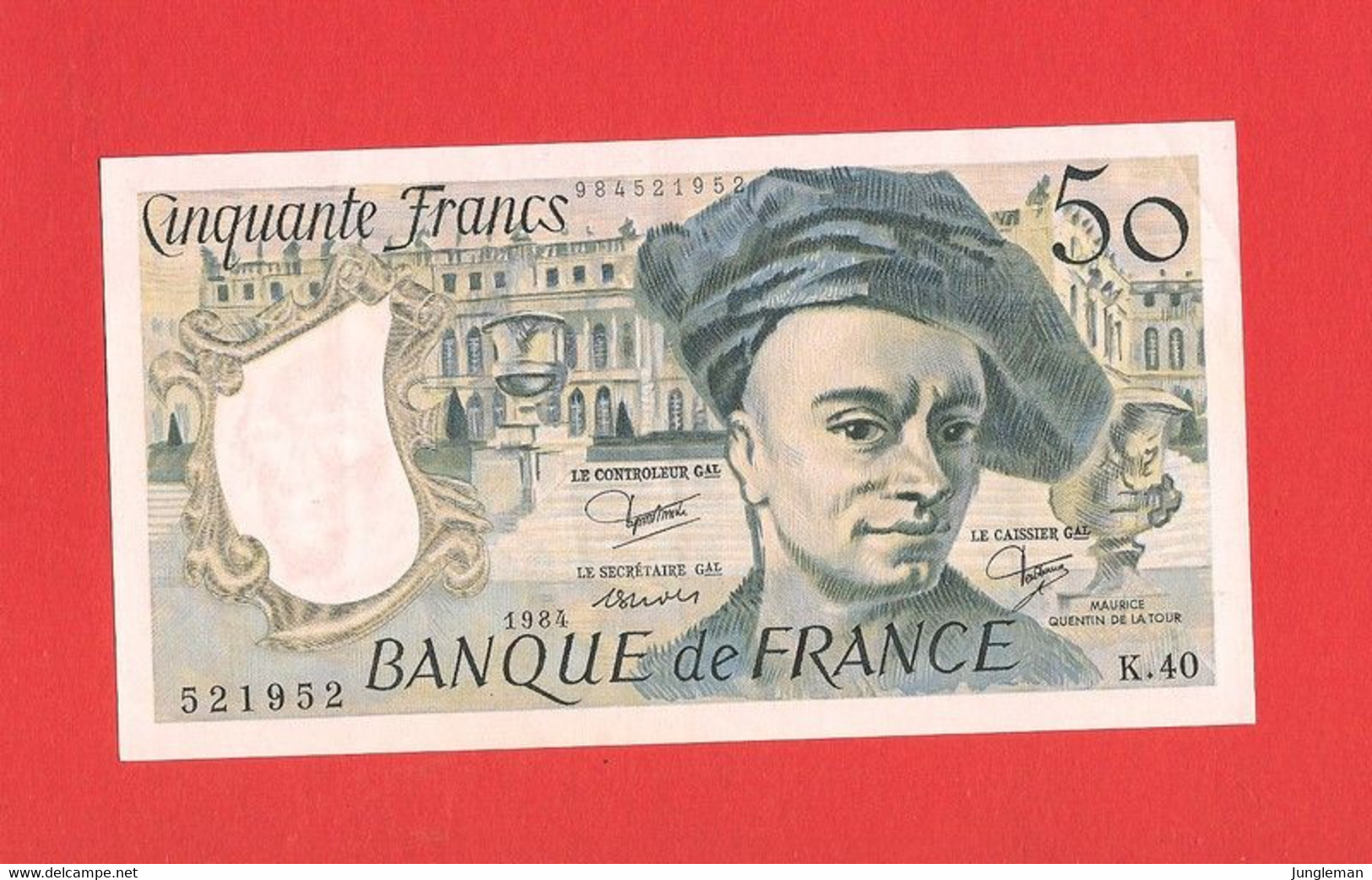 50 Francs Quentin De La Tour - K.40 N° 521952 - 1984 - Léger Pli. Pas De Trous D'épingle, Ni Déchirure. Presque Neuf - 50 F 1976-1992 ''quentin De La Tour''