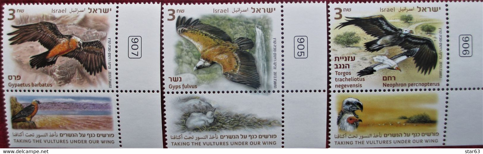 Israel  2013  Eagles   3v  MNH - Usati (con Tab)