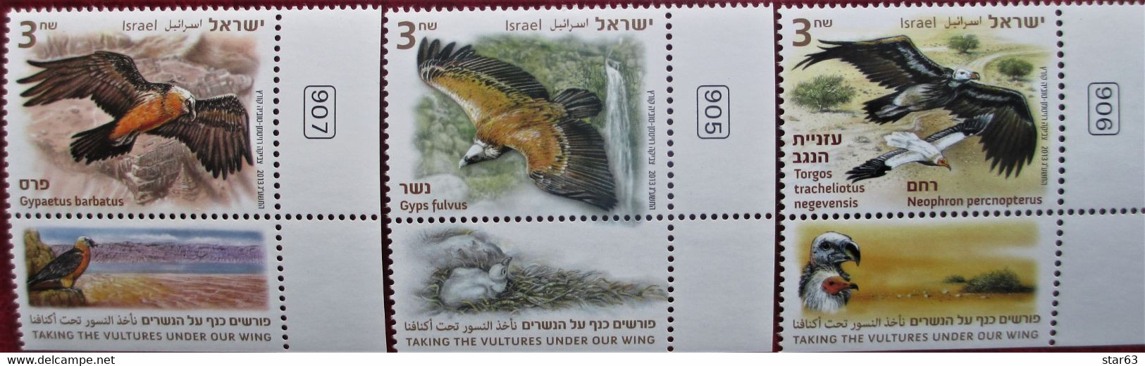 Israel  2013  Eagles   3v  MNH - Used Stamps (with Tabs)