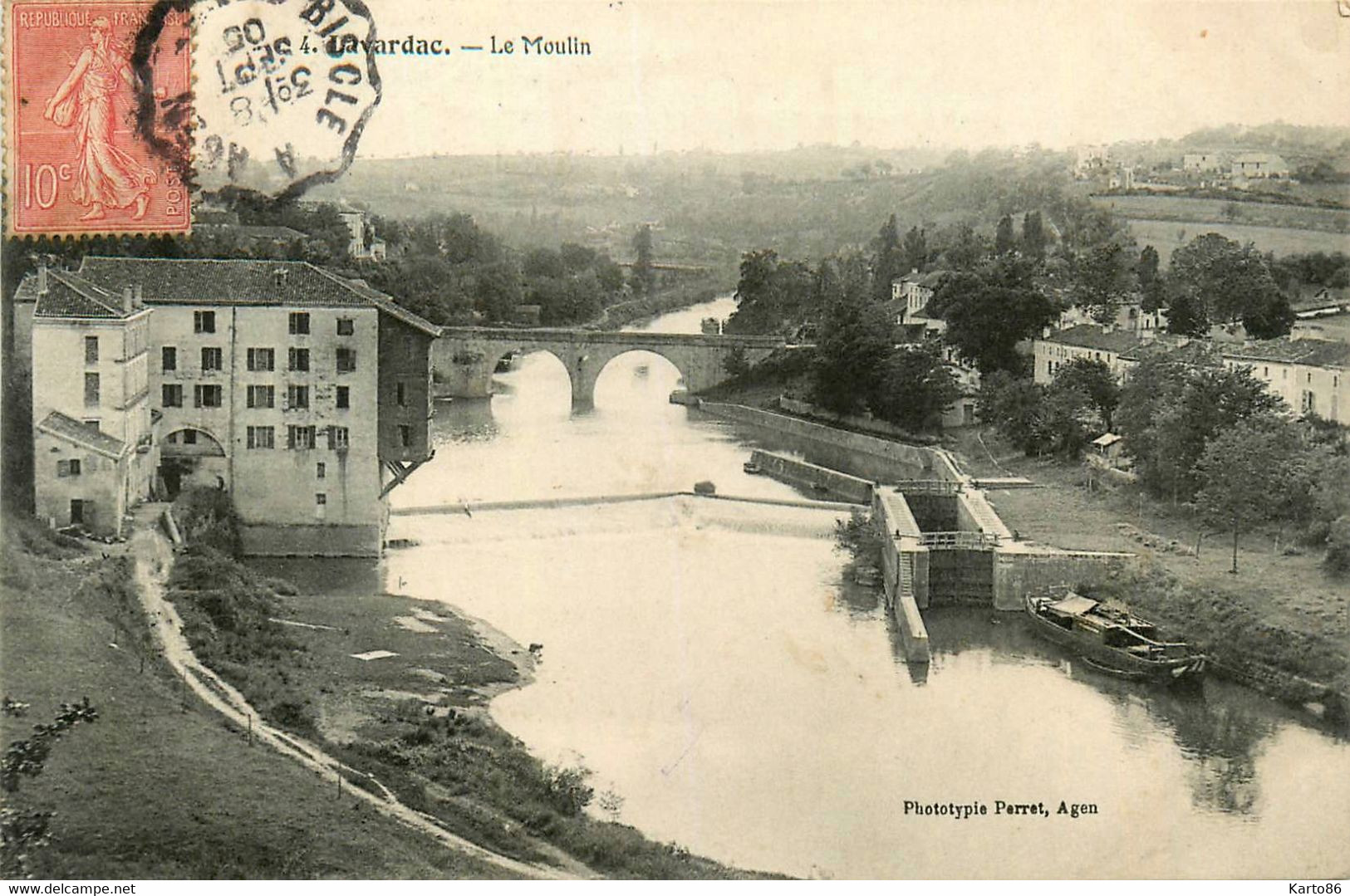 Lavardac * 1905 * Le Moulin * Minoterie * écluse Péniche Bateau - Lavardac