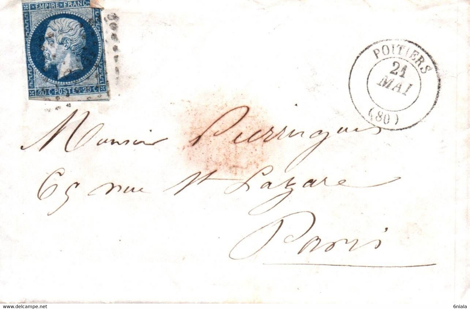 7720 Lettre   POITIERS (Vienne )   Pour Paris  21 Mai 1857 (recto-verso) - 1849-1876: Période Classique