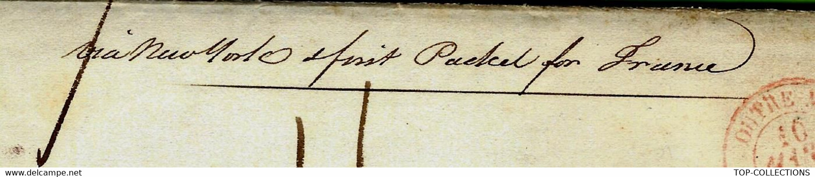 LAC 1842 De Nouvelle Orleans Etats Unis Amérique LAC  Via New York « Packet For France » Vapeur => Bordeaux Clossmann - …-1845 Préphilatélie