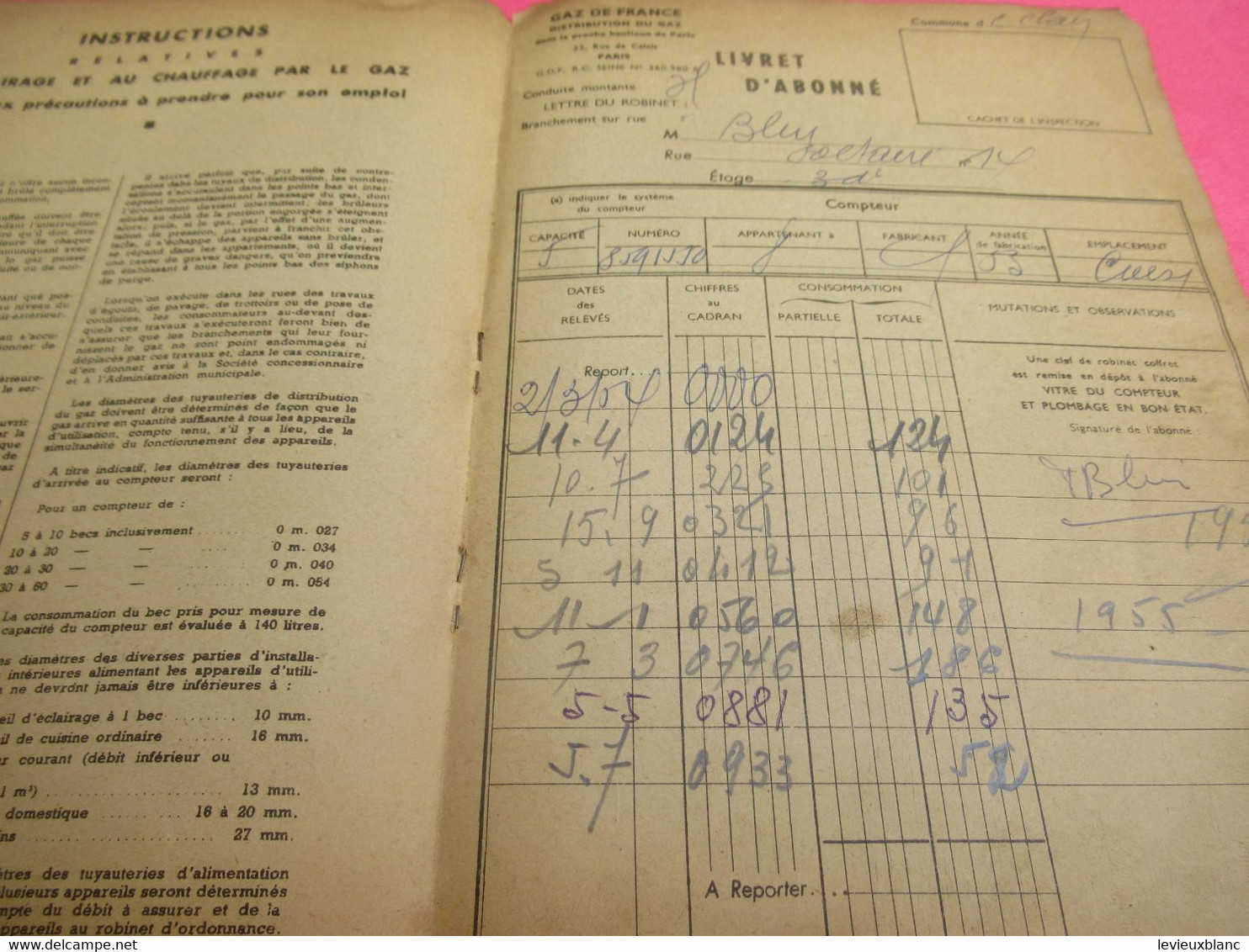 Livret D'Abonné / GAZ De FRANCE/ Distribution Du Gaz  Dans La Proche Banlieue De Paris / 1953              GEF88 - Elektrizität & Gas