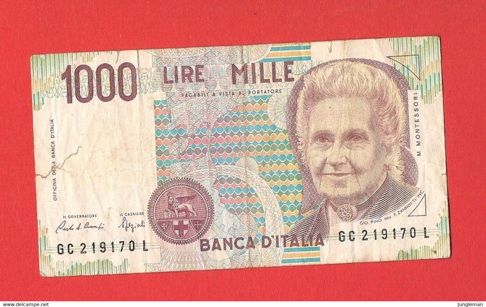 1000 Lire - GC 219170 L - Maria Montessori - Avec Plis Et Déchirures - 1.000 Lire