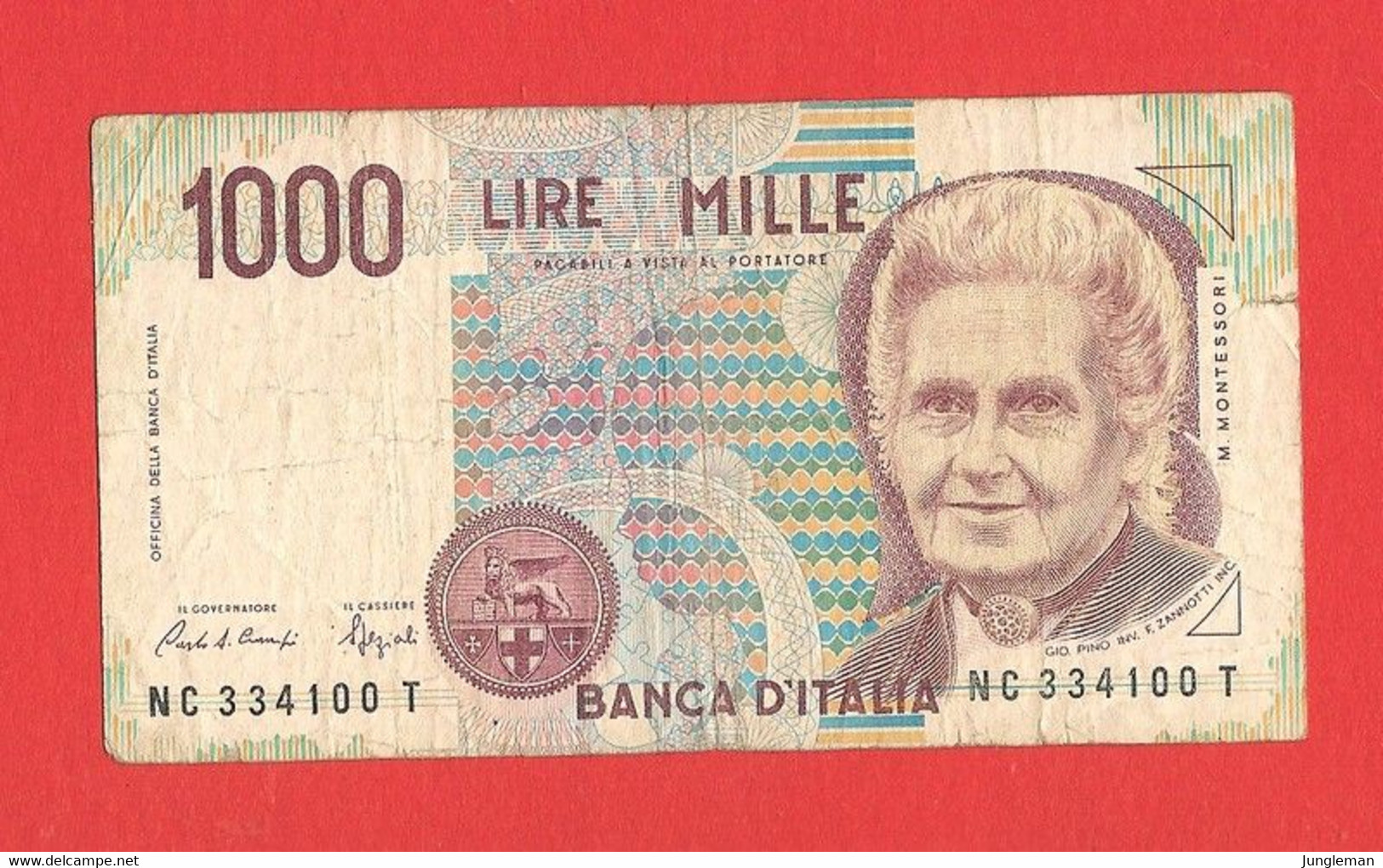 1000 Lire - NC 334100 T - Maria Montessori - Avec Plis Et Déchirures - 1000 Liras