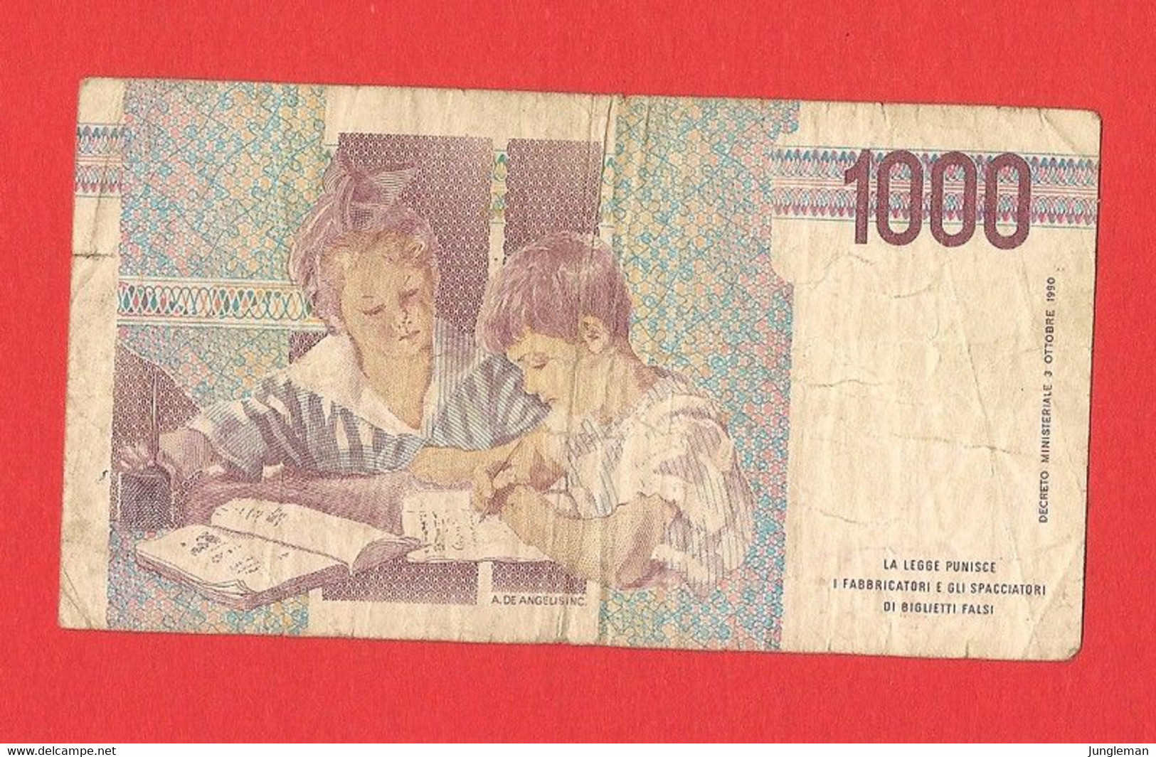 1000 Lire - NC 334100 T - Maria Montessori - Avec Plis Et Déchirures - 1000 Liras