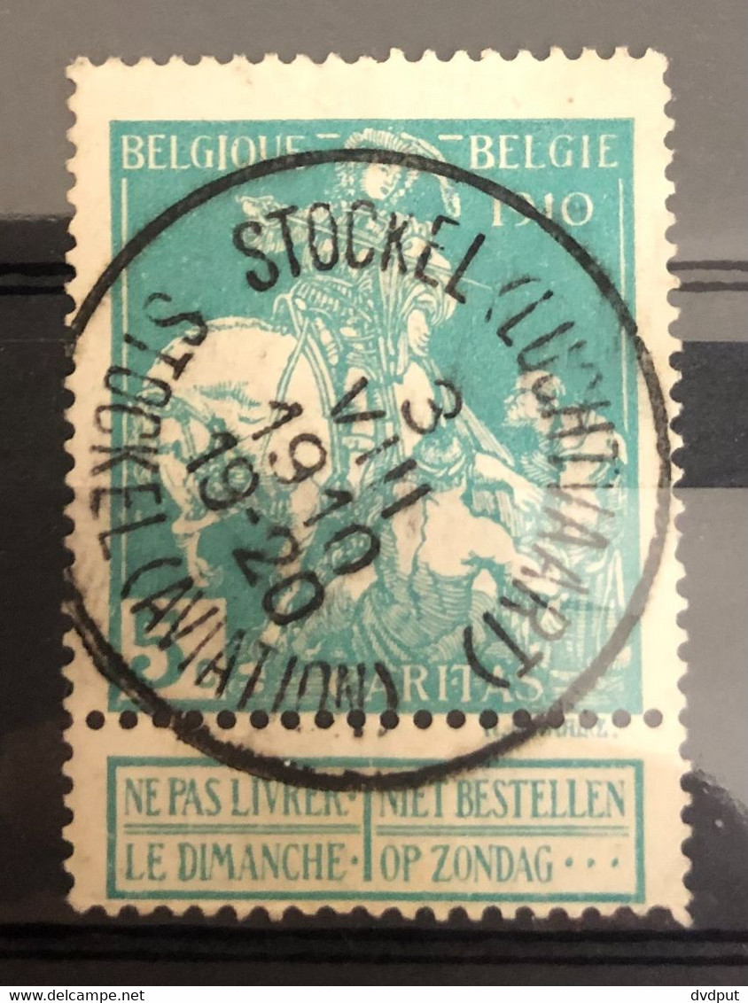 België, 1910, Nr 90, Gestempeld STOCKEL (LUCHTVAART) T3R, Coba 100€ - 1910-1911 Caritas