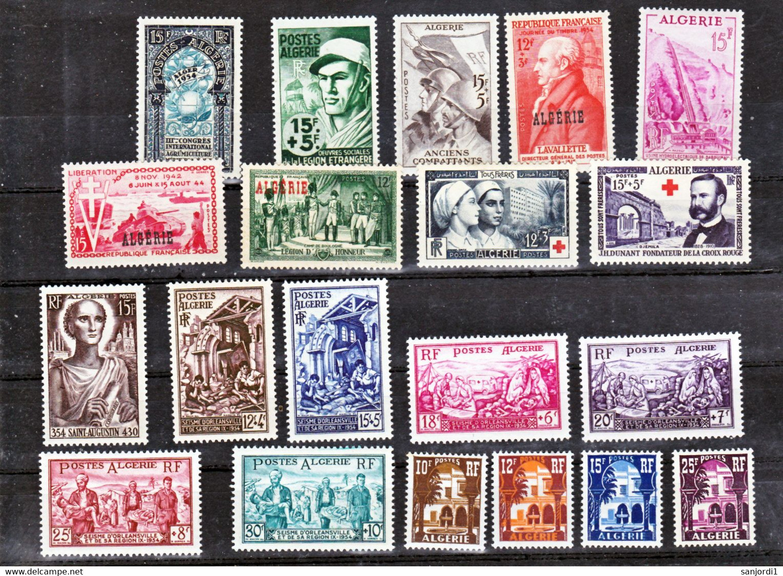 Algérie 308/324  1954 Neuf Avec Trace De Charnière* TB Mh Con Charnela Cote 63.25 - Années Complètes