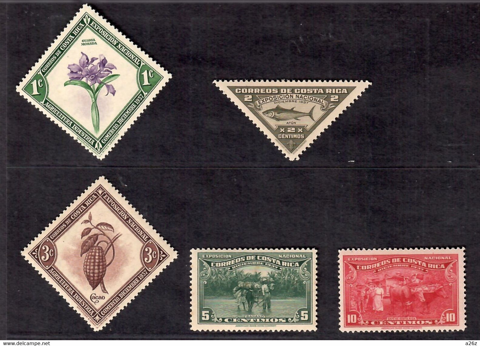 Costa Rica 1937-38 National Exposition 5V MNH - Costa Rica