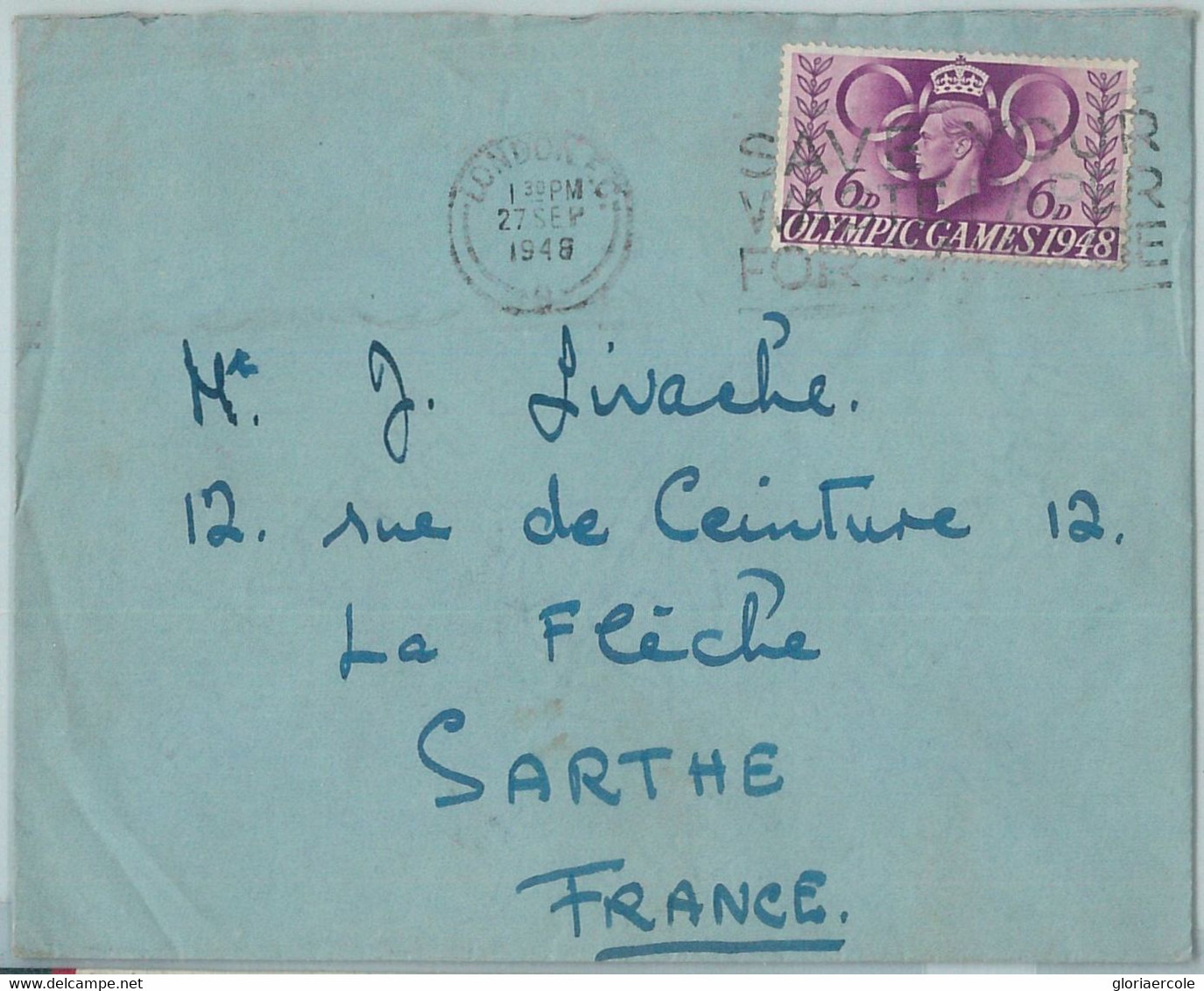 68019 - GB - POSTAL HISTORY -  COVER To FRANCE  1948  Olympic Games - Estate 1948: Londra