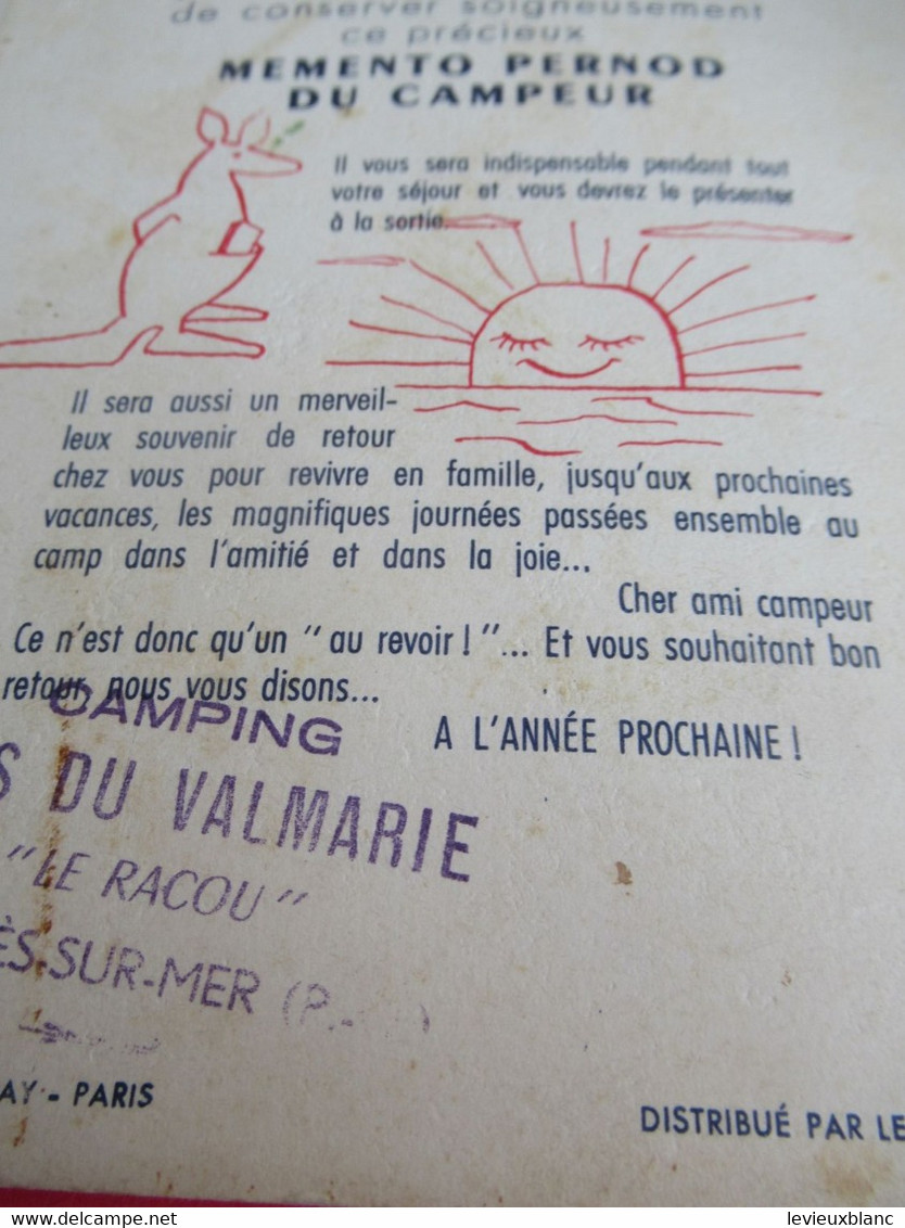 Mémento PERNOD du Campeur/ au Camp : Votre Vie, Votre Confort, Votre Joie/Vers 1960     OEN26