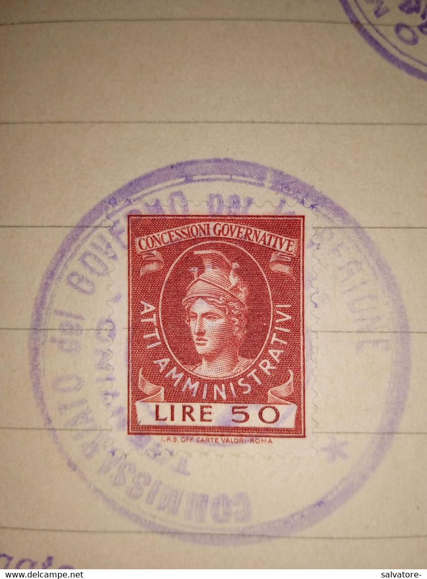 MARCA DA BOLLO  COMUNE DI TRENTO DIRITTI DI SEGRETERIA LIRE 20 + 20 LIRE DIRITTI D'URGENZA 1954 - Revenue Stamps