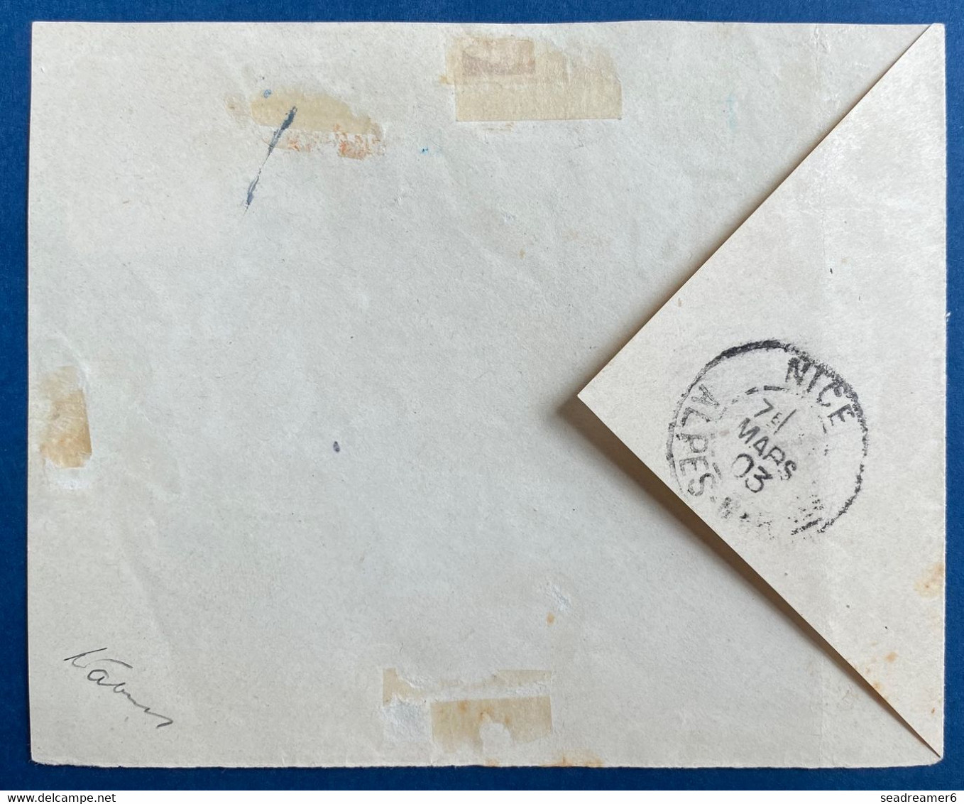 Grand Devant De Lettre Recommandée 1903 Avec Essai à 5c Double Impression Obl Dateur Hexagonal Rare " MONACO A " (ind36) - Brieven En Documenten