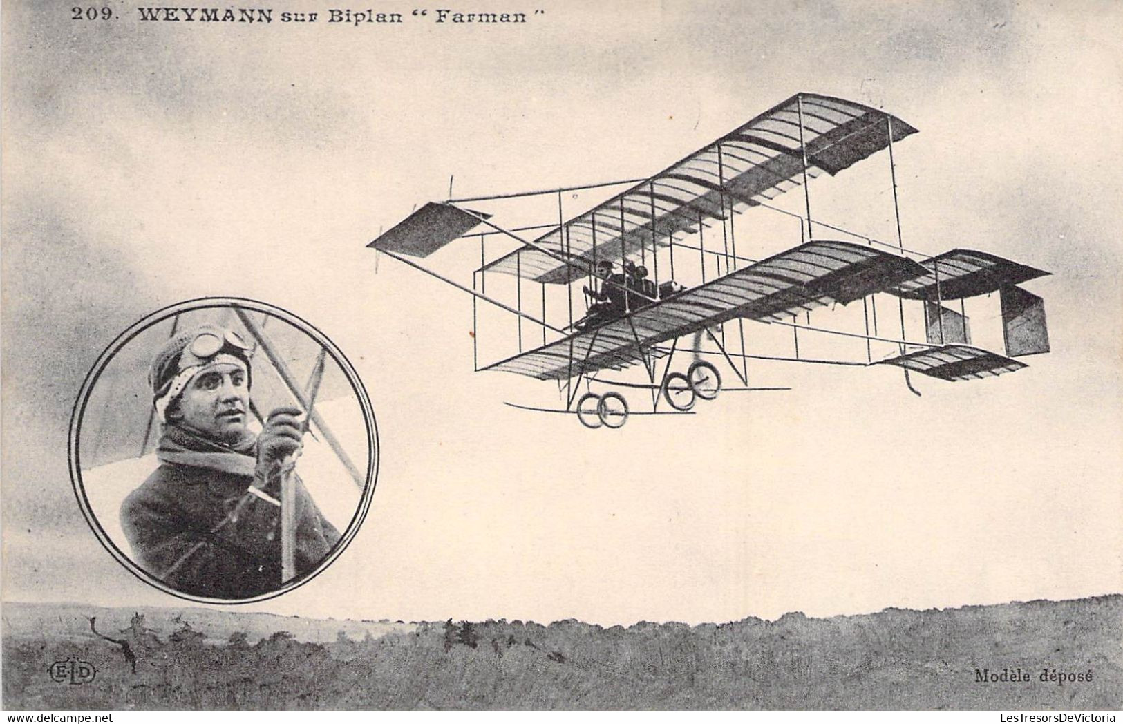 CPA Weymann Sur Biplan Farman - Aviateur - - Flieger