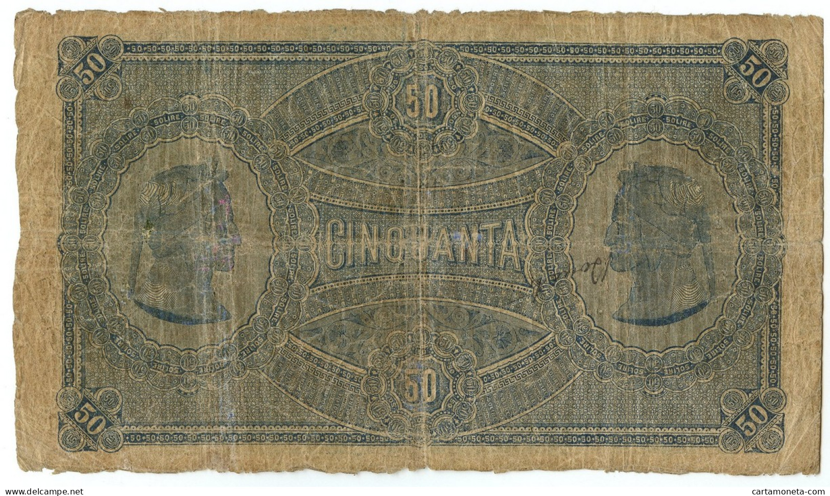 50 LIRE BANCA NAZIONALE TOSCANA REGNO D'ITALIA MATRICE III TIPO 23/12/1883 MB/BB - Other & Unclassified