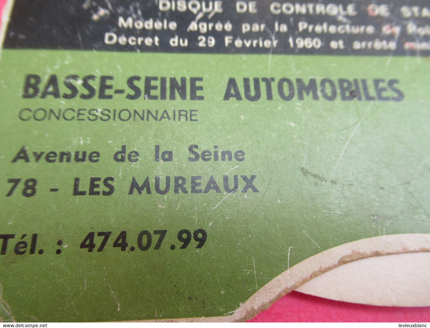 Disque De Contrôle De Stationnement Ancien/PEUGEOT/Basse-Seine Automobiles Les MUREAUX /Vers 1960     AC178 - Voitures